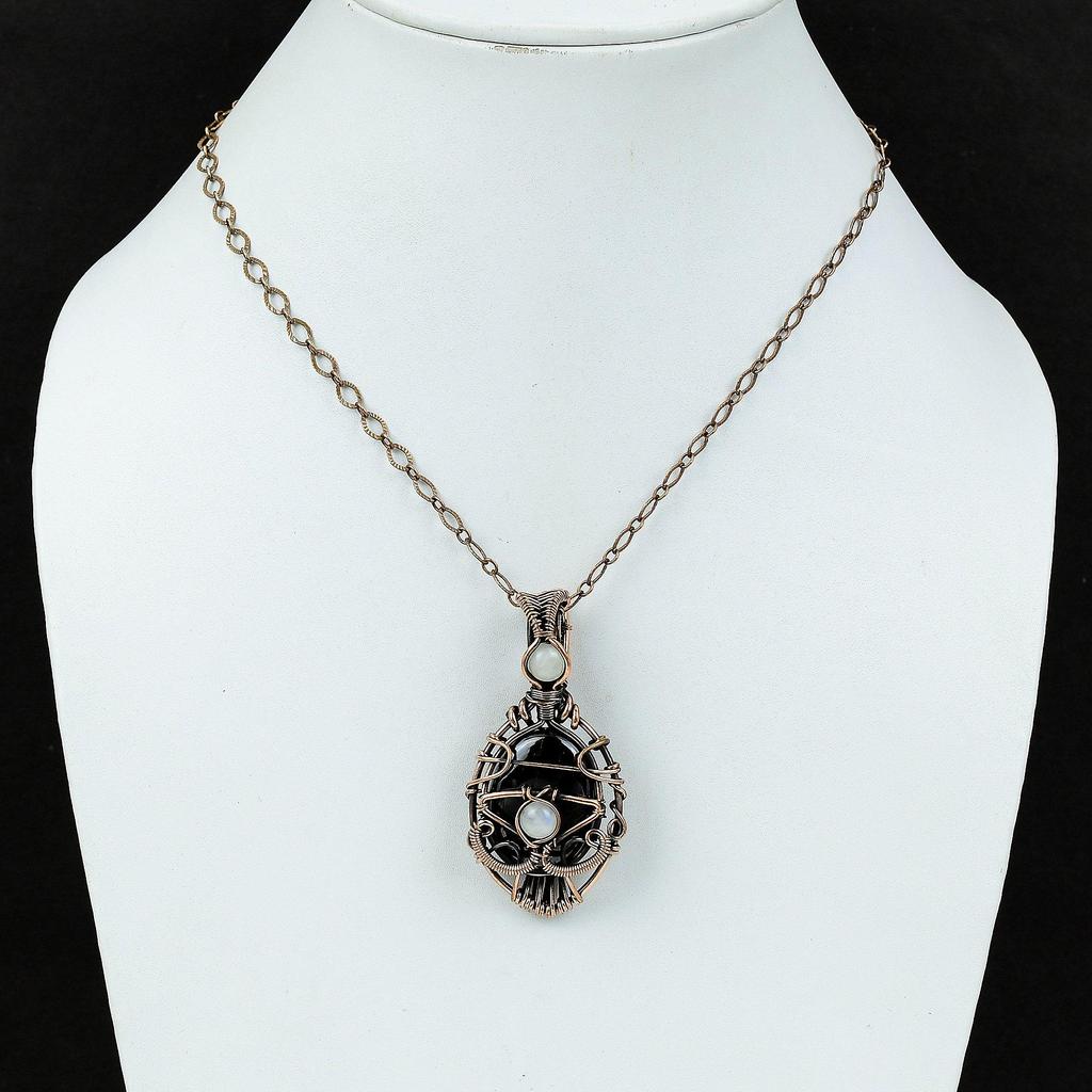 Evil Eye Sugilite Pendant Copper Wire Wrapped Pendant Unique Gemstone Pendant Rainbow Moonstone Jewelry Gift For Mom Handmade Copper Jewelry