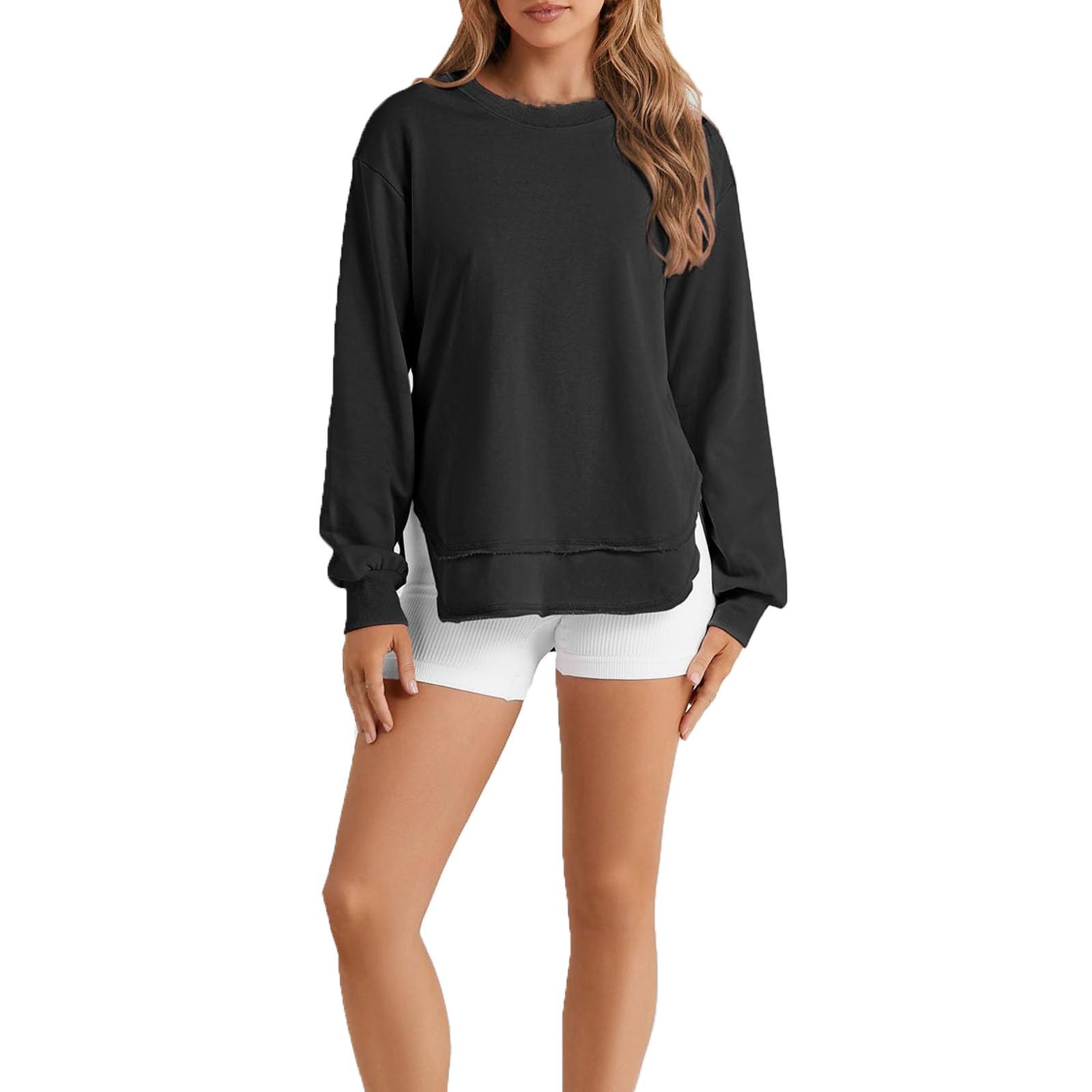 

Женские толстовки большого размера, флисовые толстовки, свитера с длинными рукавами, пуловер, осенняя одежда S чёрный