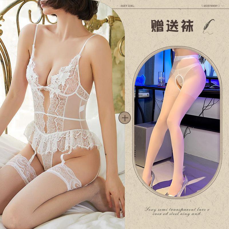 New sexy lingerie lace shapewear backless burst tits seduction transparent tight suspenders women