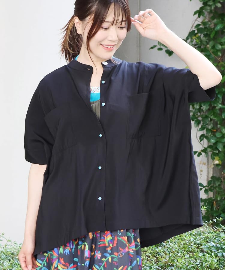 Titicaca Concho Button Simple Short Band Free OSJBD154 Women's Cool-to-the-Touch Shirt, Design, Sleeve, Collar, Size, Black,