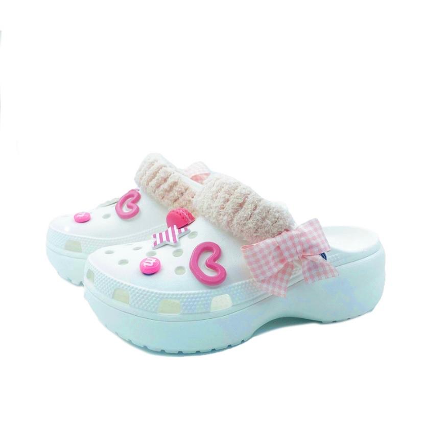 Crocs Klassischer Plateau-Clog EVA Erdbeer-Lippenstift Campus-Mode Lochschuhe Unisex Rosa