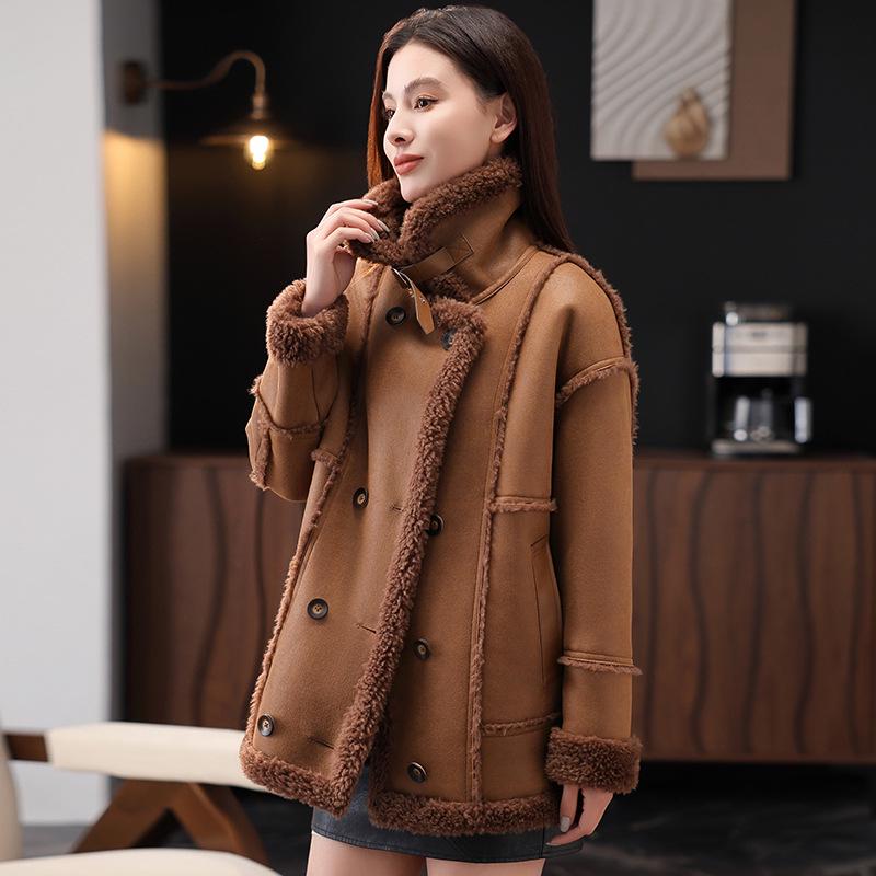 Chic Autumn/Winter Shearling-Lined Leather Jacket for