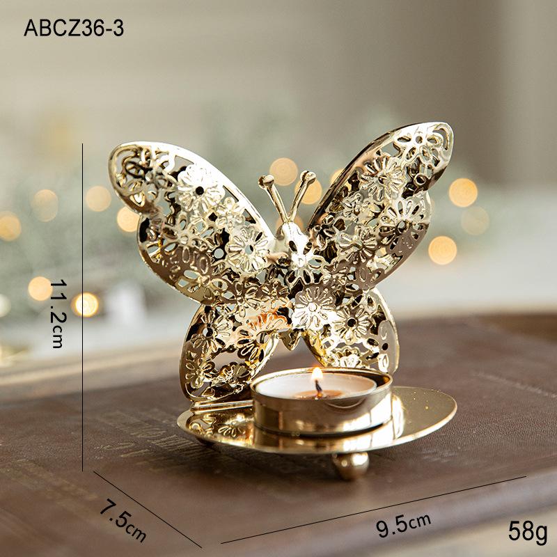 Gold Iron Art Christmas Candle Holder Ornament Lantern Tray