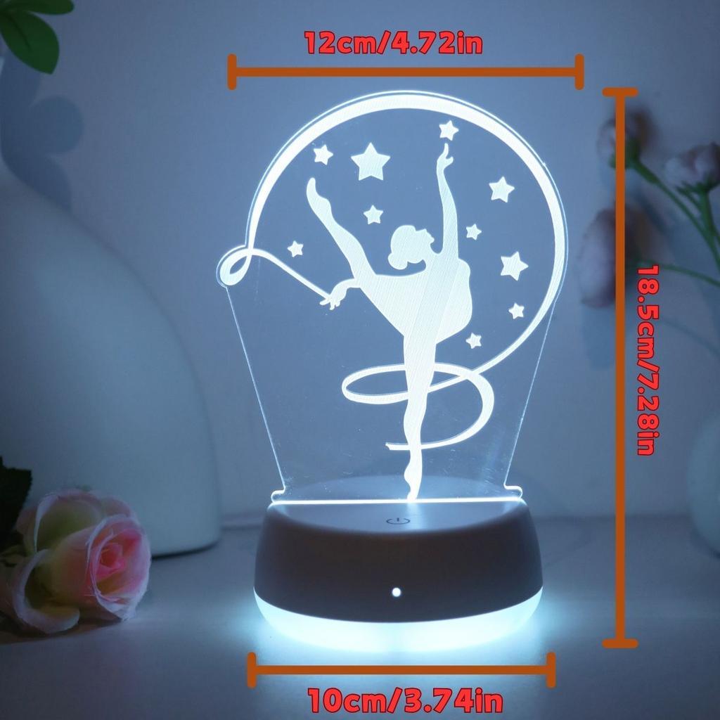 3D Gymnastics Pattern LED Desk Lamp - USB Touch Color Gradient, Perfect Gift for Gymnastics Athletes and Dancers Bedroom Light