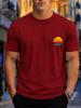 2026 New 100 Cotton Tshirt Small Chest Retro Rainbow Striped Sunset Circle Minimal Print Unisex Casual Tee Casual Short Slee