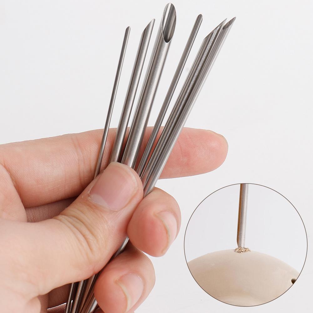 6 Stück/Set Locher aus Edelstahl für Töpferton Löcher Bohren Skulptur Schnitzen Schneiden Lochen Werkzeuge Topf Vase Modellierwerkzeug