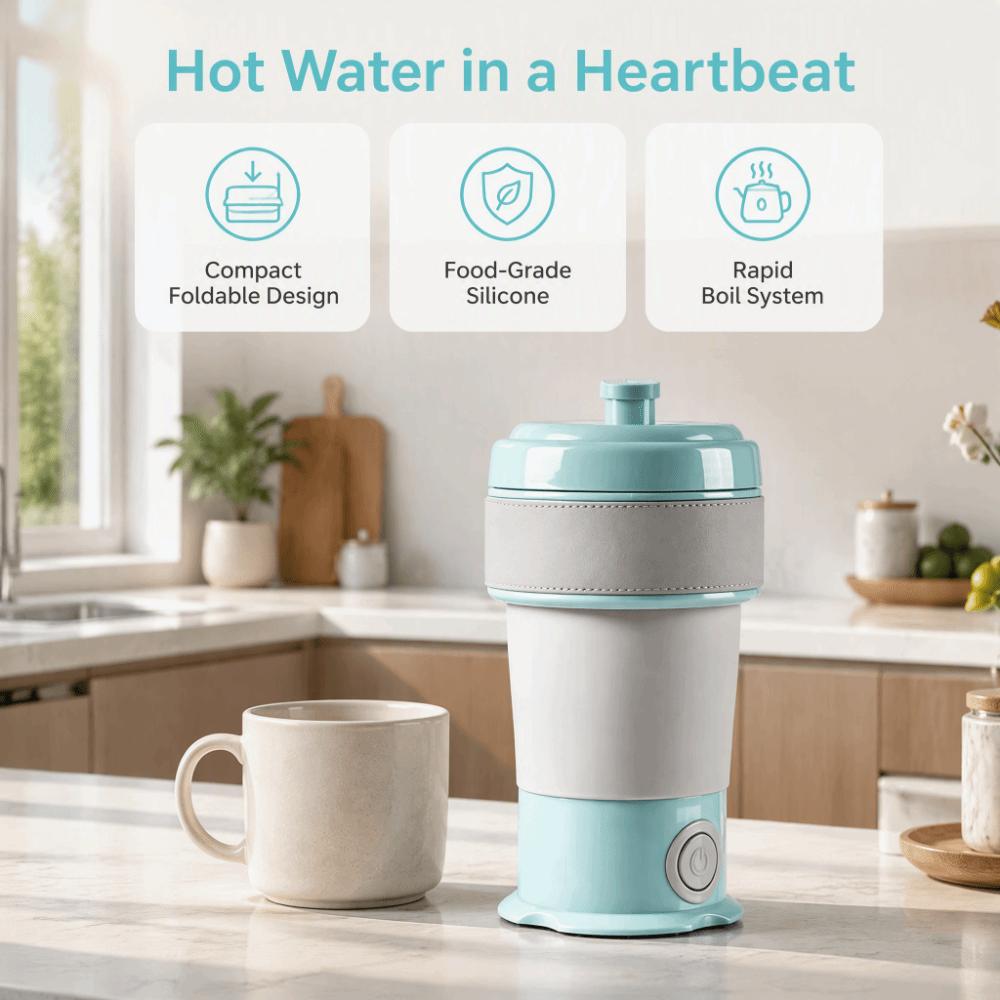 Faltbarer Elektrischer Wasserkocher Mini Tragbarer Wasserkocher Kleiner Haushalts-Wassererwärmer Tasse für den Außenbereich