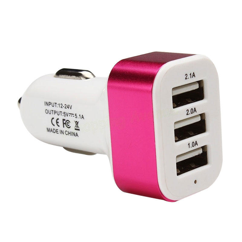 Universal Triple USB Car Charger Adapter Socket 3 Port Car-charger 3.1A 2.1A Auto Accessory