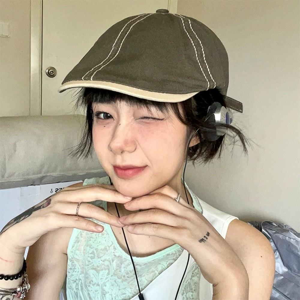 Y2k Newsboy Flat Cap Vintage Beret Adjustable Painter Hat  Spicy Girl