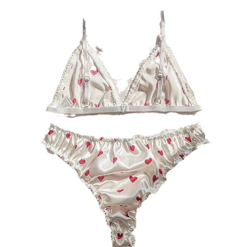 ქალის ევროპული და ამერიკული სამქულიანი გულის პიჟამის თეთრეულის ნაკრები