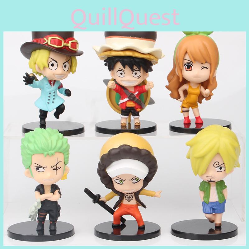 One Piece Collectible Pvc Figures Set Charming 6 Piece 10-11cm Sabo Luffy Sanji