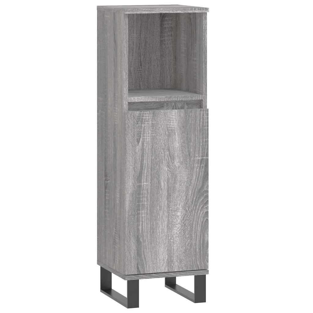 3 Piece Bathroom Furniture Set Grey Sonoma Wood Based Panel