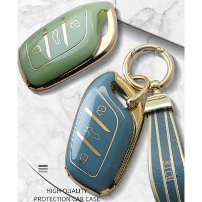 Luxurious Golden Edge Remote Key Case Full Cover For MG ZS EV MG6 EZS HS EHS For Roewe RX5 I6 I5 RX3 RX8 ERX5 Car