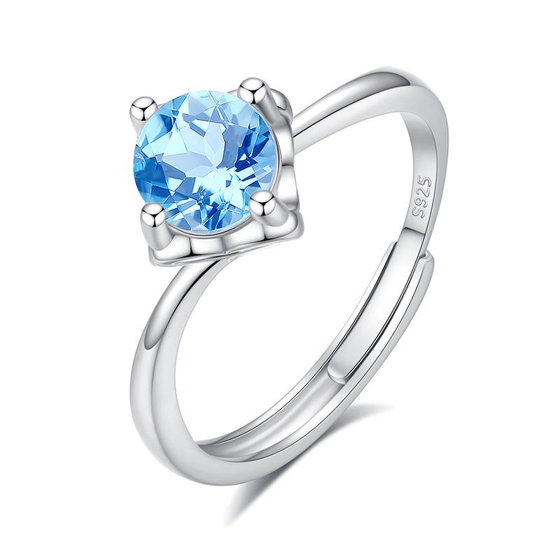 S925 Sterling Silver Four Claw Garnet Ring Natural Crystal Stone Fashion Minimalist Women Daily Fine Jewelry