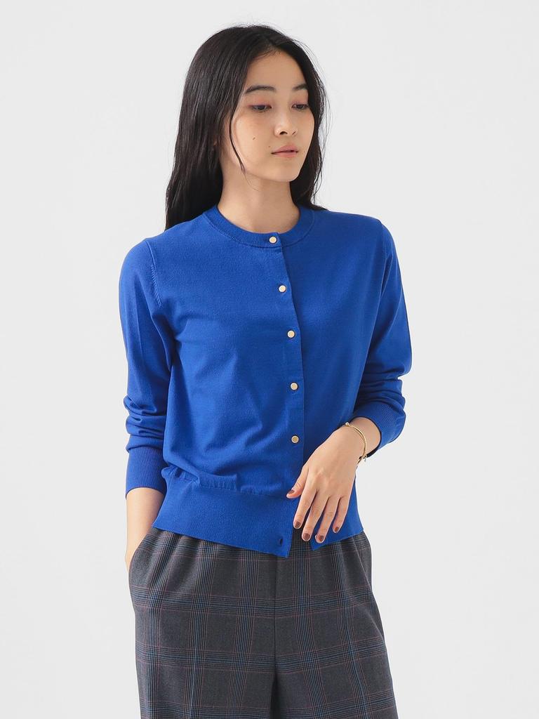 B:MING LIFE STORE by BEAMS Women's Long Sleeve Knit Cardigan with Design Buttons, Blue/Free Size