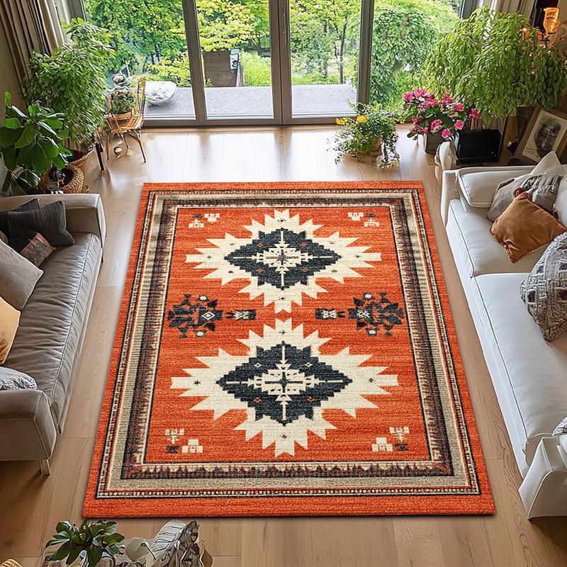 RAKKS Moroccan Red Area Rug with Non-Slip Backing, Ideal for Living Room, Dining Room, Bedroom - Vintage, Easy Clean, Durable,
