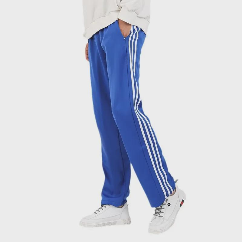 Pánské ležérní pruhované tepláky v hongkongském stylu - Jaro/Podzim, Volný střih, Trendy sportovní kalhoty rovného střihu v americkém stylu