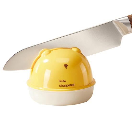 Bear-Shaped Knife Sharpener Stable Vacuum Knife Sharpener Suction Cup Tungsten Steel Whetstone Easy to Store жёлтый