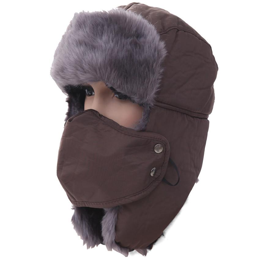 Hutversorgung Verdickte Lei Feng Mütze Herren und Damen mit Masken Winter Vollvelours Ski-Ohrenschützer Wasserdichte Thermomütze