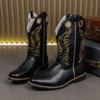 Fashion New Men Business Chelsea Boots Black Brown Men Casual Embroidered High Boots European American Style Knight Boots Sizes 38-48
