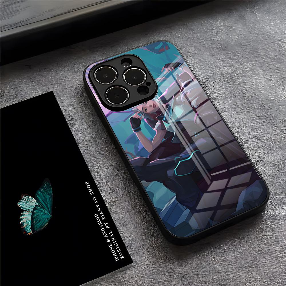 V-Valorant Spiel Handyhülle Für IPhone 17 Pro Max 15 Pro 16 14 Plus 12 13 Mini 11 Pro Stoßfeste Glasabdeckung