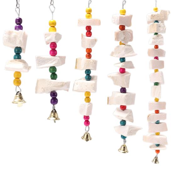Yousheng Bird Gnawing Toy Colorful Beads Crisp Bell Relieve Boredom Bite Resistant Aid Digestion Parrot Toy for Pet Cage