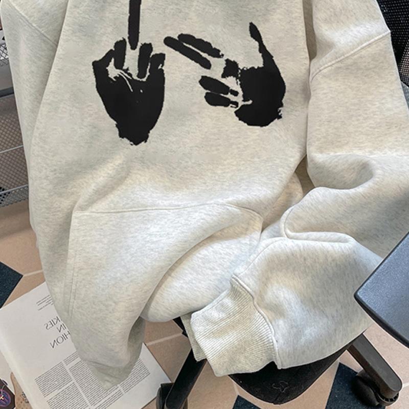 Hooded Sweater Printed Autumn and Winter Men's 2026 New Heavy Fleece Thickened Loose Women's Pullover