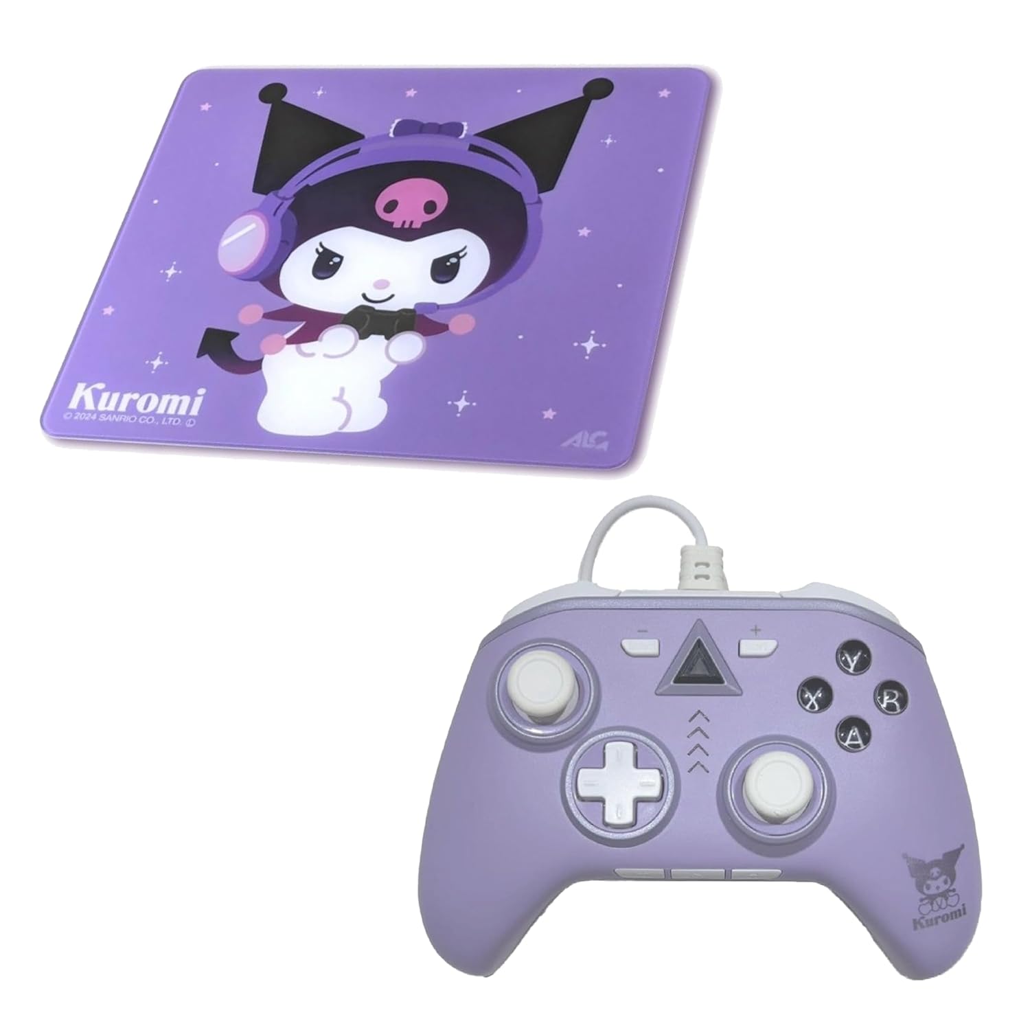 

Allone Sanrio Characters Kuromi Gaming Glass Mouse Pad PC Controller Set 38.5933cm Computer Game Tempered Purple Rapid Fire Function Wired Connection