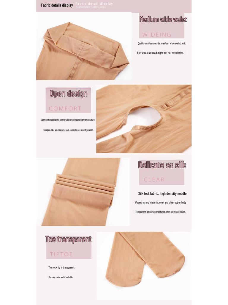 Glänzende schwarze Strumpfhose mit offenem Schritt und sexy Versuchungsstrümpfen für Damen