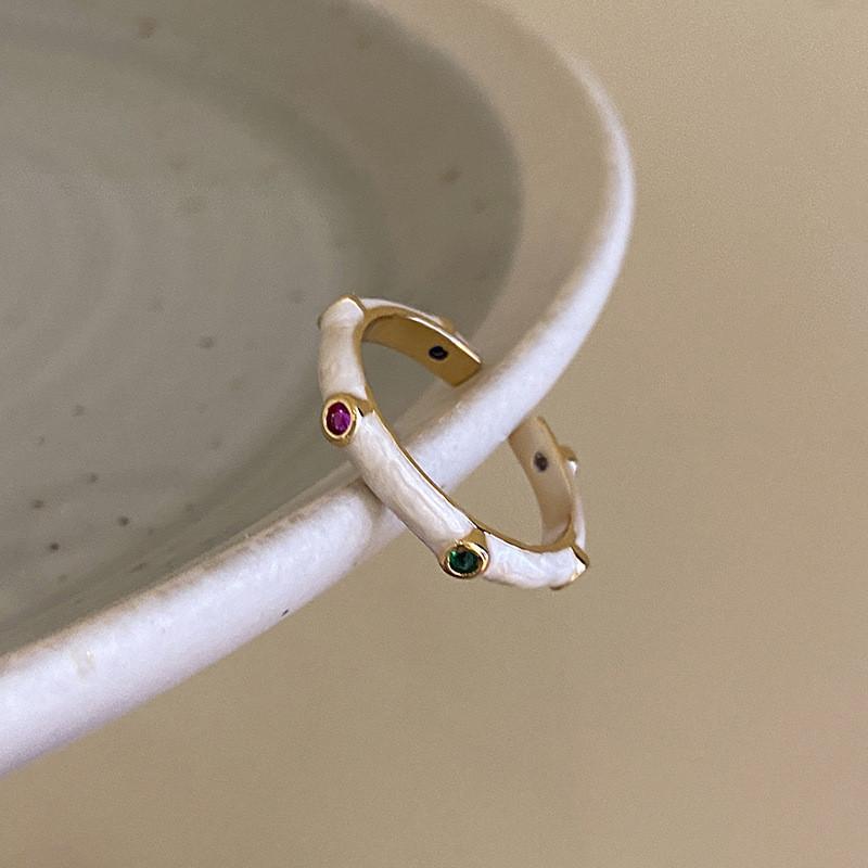 2023 Chic Ins Style Double Layer Drip Glazed Heart Zircon Ring Women For