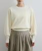 Gold Button Accent Sleeve Crew Neck [BIS] Washable/Anti-Pilling Knit, Women's, BVM35080, Off-White (16)