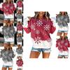 Stylish Christmas Snowflake Hoodie For Women Featuring Santa Claus Design In Grey And Red