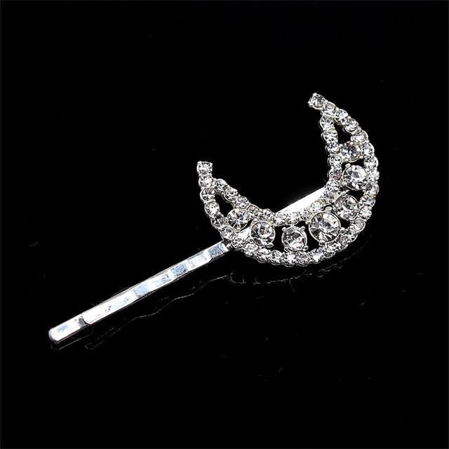 New Geometric Stars Moon Rhinestone Hair Clip Set Snowflake Star Bride Hairpins Women Side Clip Hair Barrettes Hair Accessories