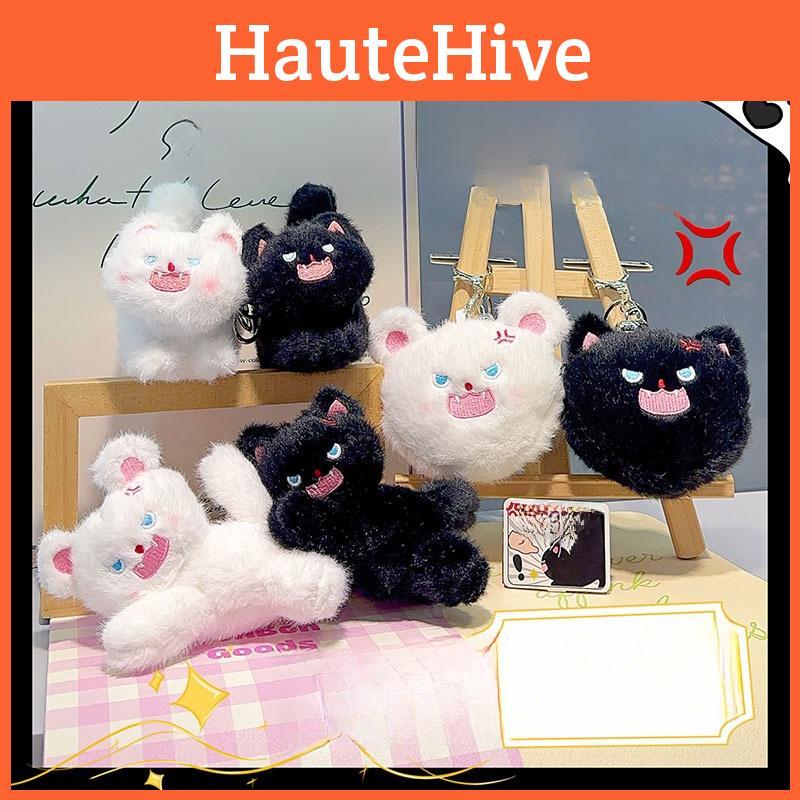 Angry Jinnew Creative Toothed Cat With Magnetic Attraction Keychain Earphone Bag