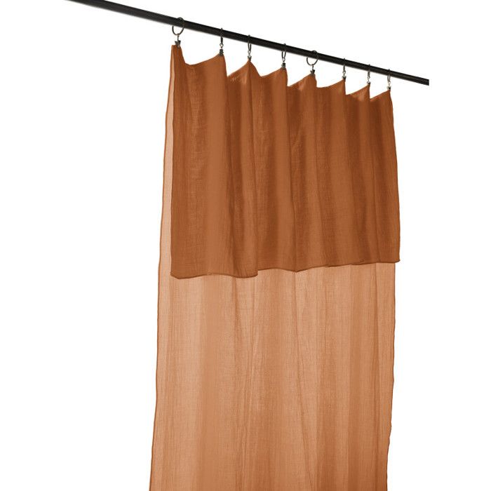 Rideau ajustable + 8 anneaux pince "Gaïa" 140 x 300 cm "Gaze de Coton" l'Effet Papillon - Gaia Abricot - 1 Panneau ajustable 140 x 3