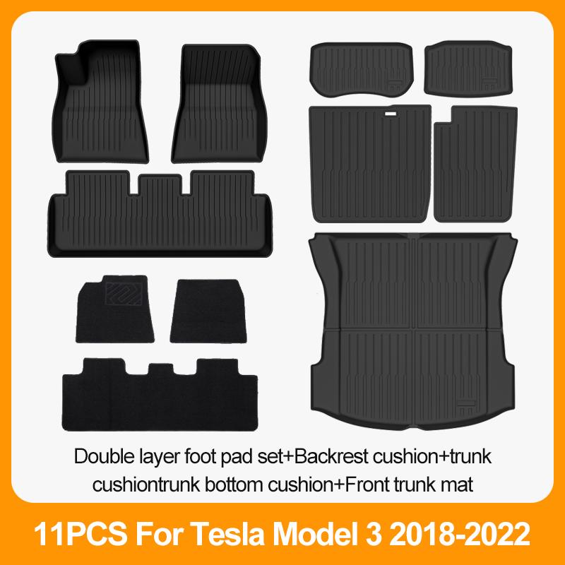 Car Floor Mats For Tesla Model 3 2018 2019 2020 2021 2022 Premium All Weather Anti-Slip Waterproof TPE Floor Liners Mat Pads