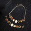 Retro Niche Irregular Stone Necklace & Bracelet Set - Cyberpunk Accessories