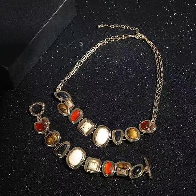 Retro Niche Onregelmatig Steen Ketting & Armband Set - Cyberpunk Accessoires