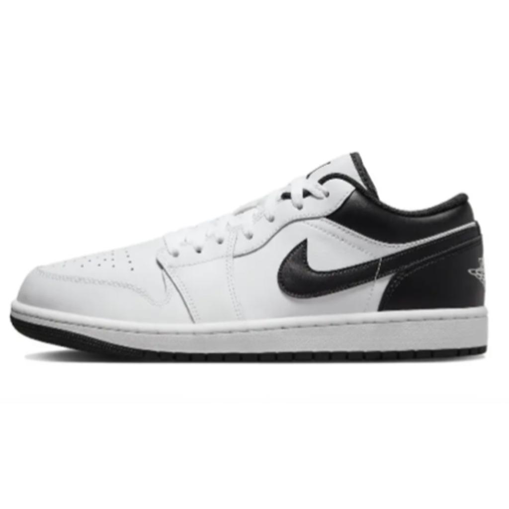 Jordan Air Jordan 1 Cushioning, Wear Resistant Low top Vintage Basketball Shoes Unisex Black White Gray 553558-132(Team1302-)