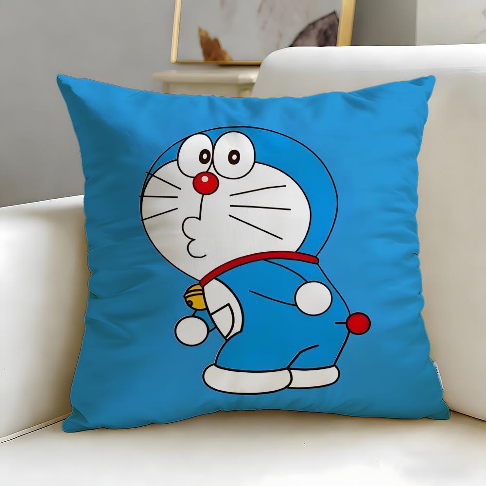 classic anime Doraemon Cushion Cover Soft  EasyWash Pillow Case  Versatile for Couch Bed Travel and Office