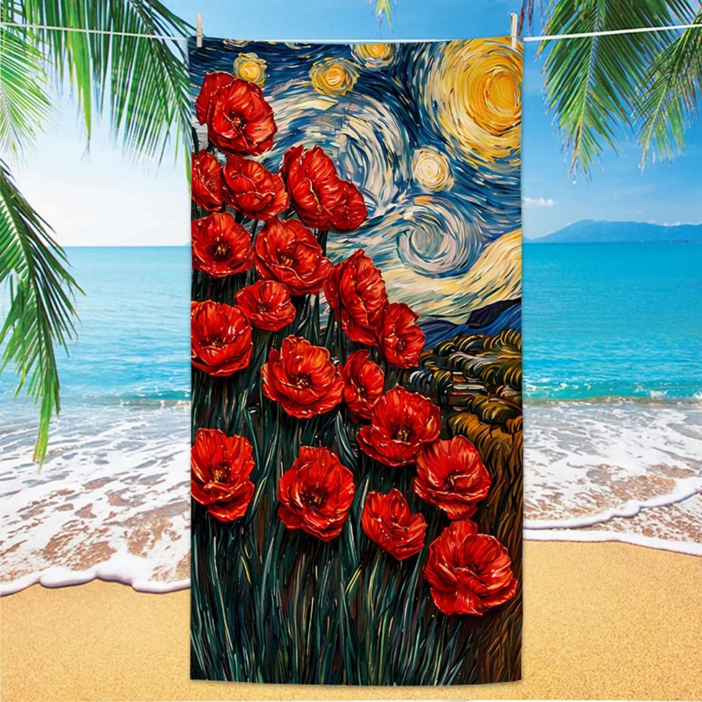 Van Gogh Beach Towel - Quick Dry Anti Sand, Lightweight Microfiber for Swim, Yoga, Travel, Gym