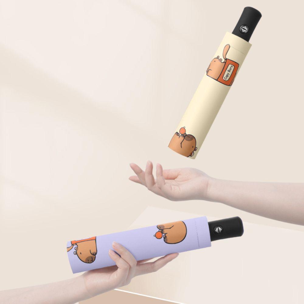 Cute Capybara Umbrella Black Glue Three-fold Umbrella Durable Parasol