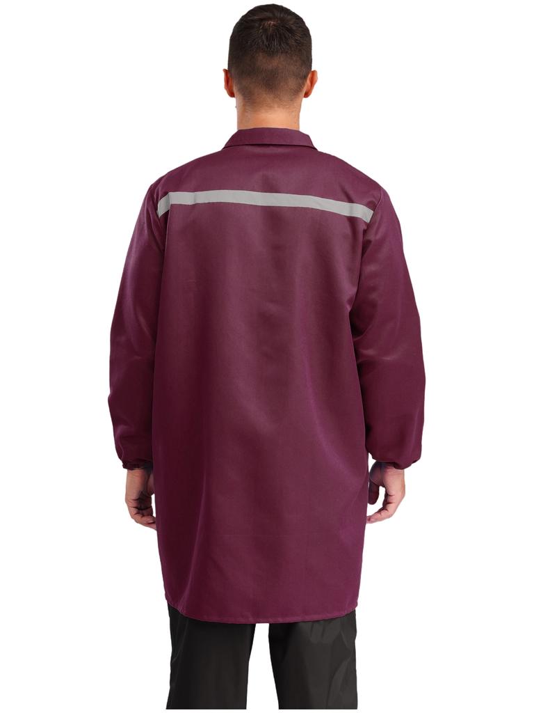 Unisex Werkstattuniform Langarm Knopfleiste Overall Reflektierende Streifen Taschen Arbeitskleidung Verschleißfester Mantel