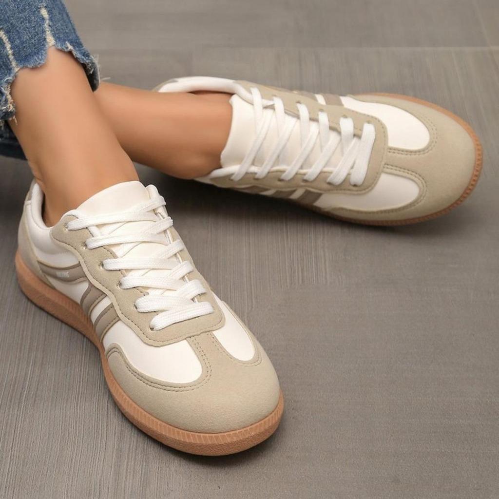 Women's Plus Size Sneakers Retro Color Blocked Flat Sole Shoes for Women
