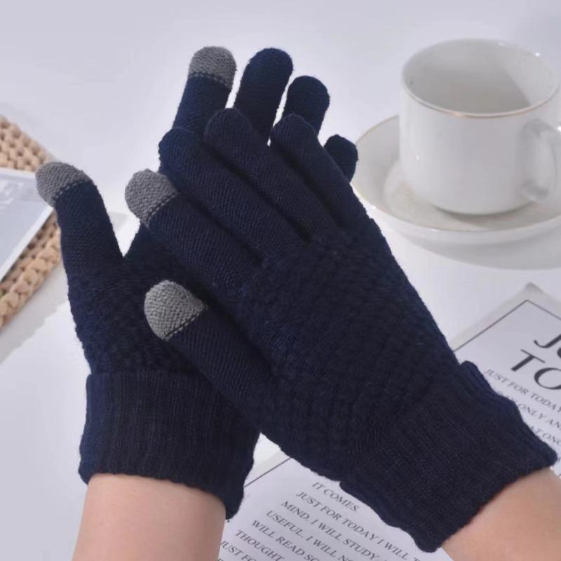 Knitted jacquard pineapple gloves design thickened warm finger men's and women's non-slip couple gloves