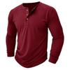 Men's Slim Crew Neck Long Sleeve Henley Shirts Casual Solid Basic Tops 3-Button Sports T-Shirts Athletic Workout Moisture Wicking Tee Shirt for Male