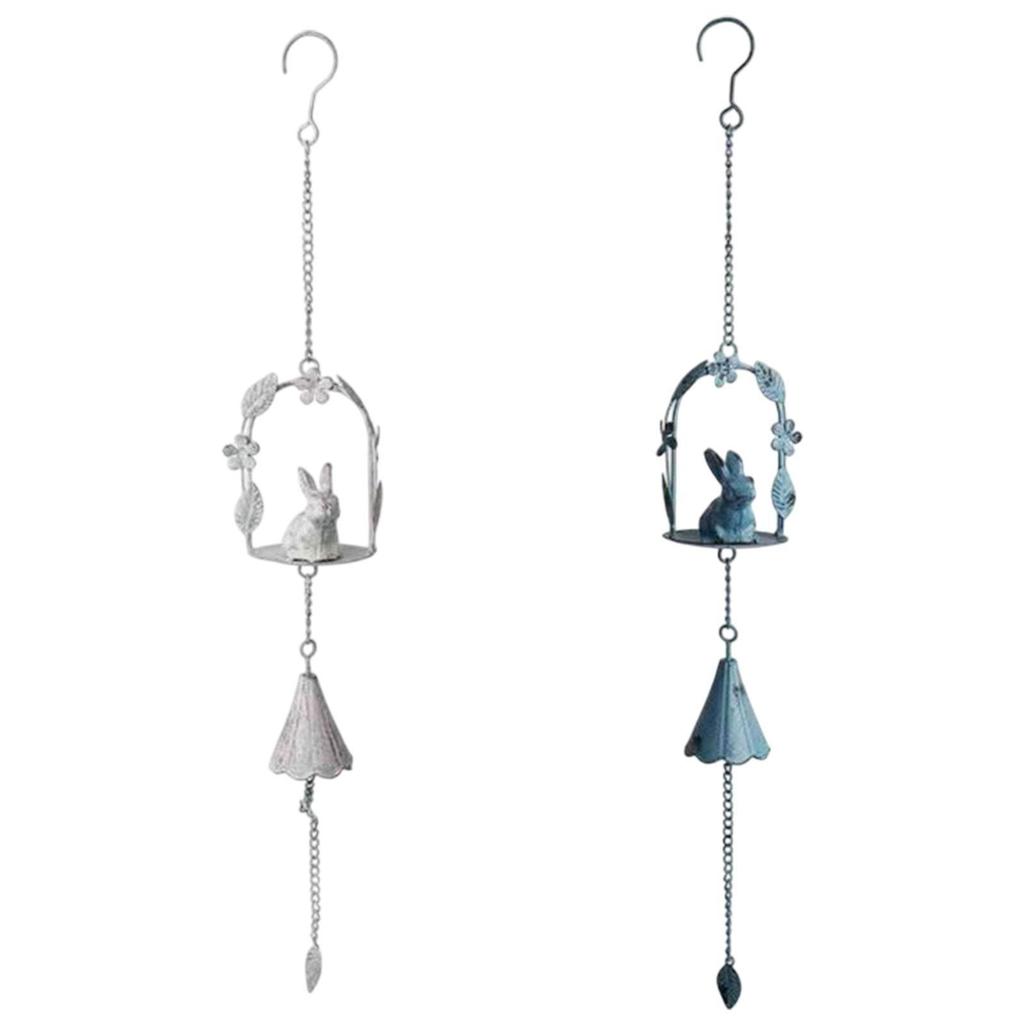 Retro Style Bunny Windchime Garden Decor Cute Wall Hanging Ornament Memorial