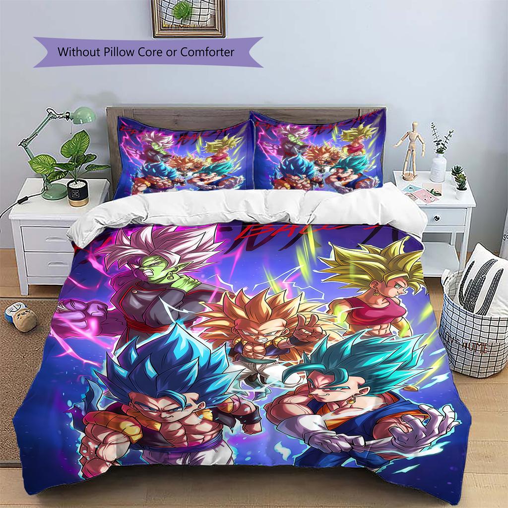 DRAGON BALL Pattern Bedding,Quilt Set Quilt Cover Pillowcase Home Birthday Gift (1 * Duvet Cover + 2 * Pillowcase, Without Core)