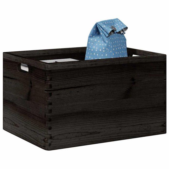 Wooden Box with Black Handles 40x30x23 Cm Solid Pine Wood