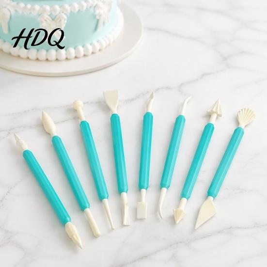 Professional Baking Accessories 8PCS Fondant Sculpting Tool Set DIY Cake Decorating Kit with Ergonomic Non-slip Handles Modeling Flower And